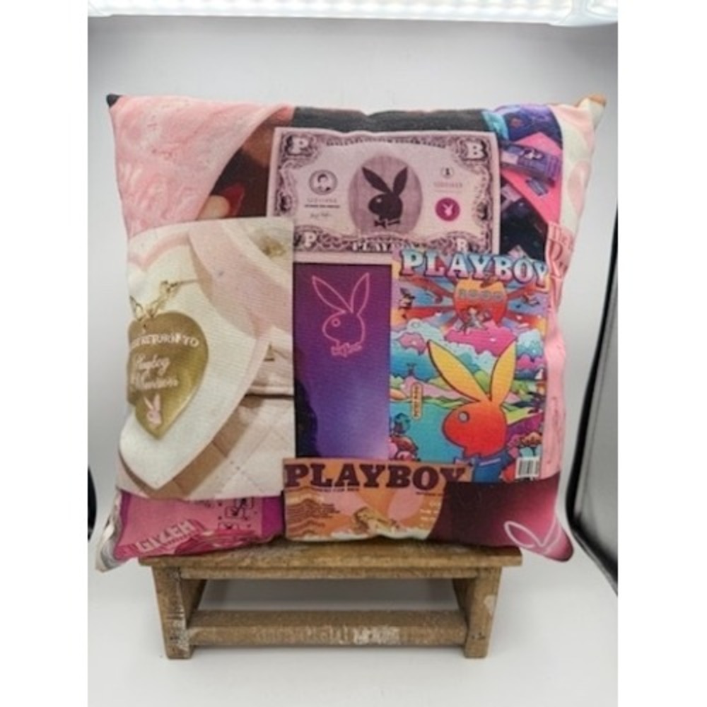 Playboy Pink Collage Throw Pillow Square Decorative Cushion Vintage Pop Art Y2K - Picture 3 of 3